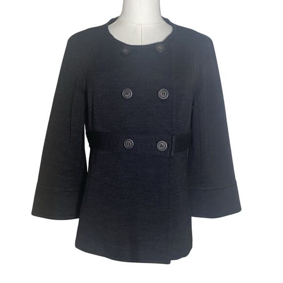 J.CREW Blazer Jacket Womens Medium Gray Crew Neck Boxy Wool Blend - Picture 1 of 6